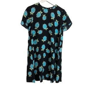 Zara Black Blue Floral Dress